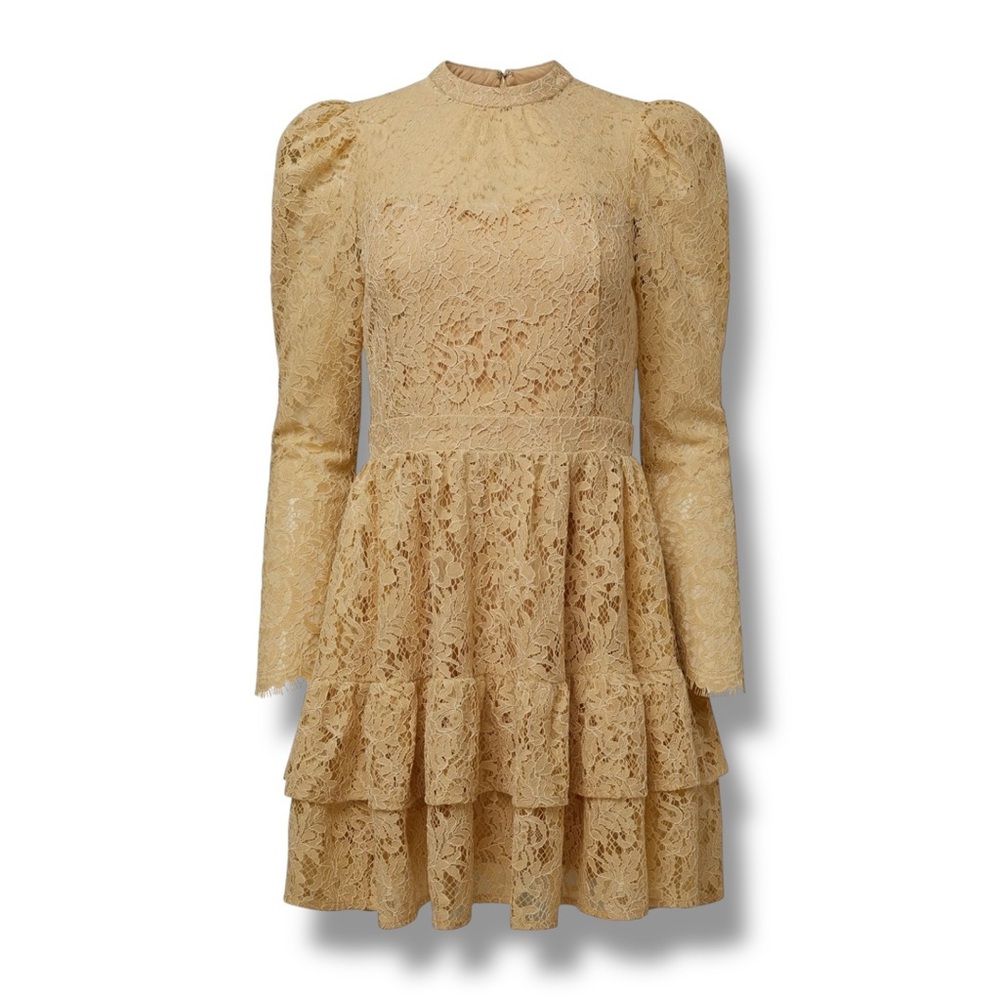 Rachel Parcell Gold Metallic Lace Mini Dress Prom Dress NWT $168